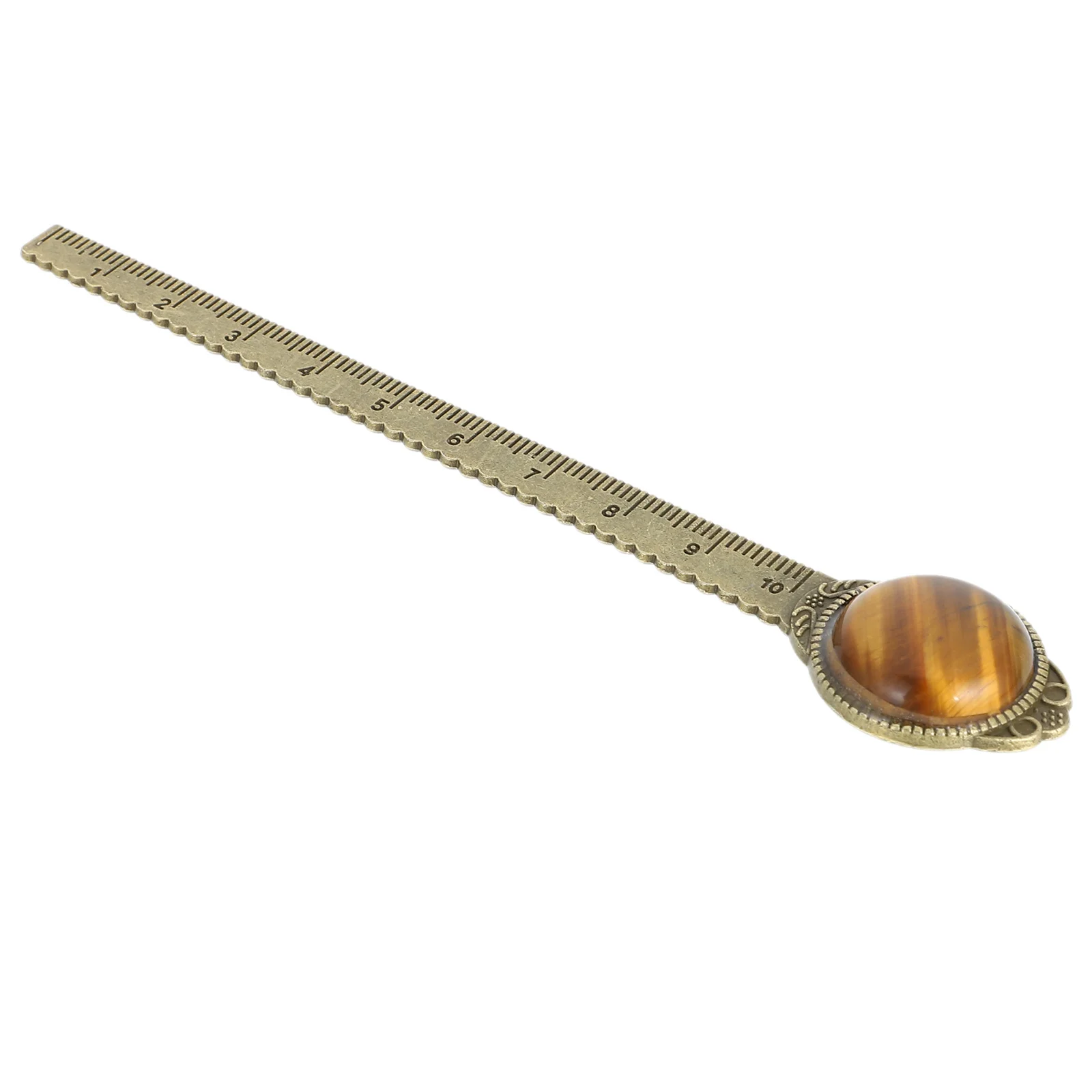 Semi-Precious Stone Bookmark Creative Alloy Ruler Reading Tool For Students School Office Home Stationery Gift