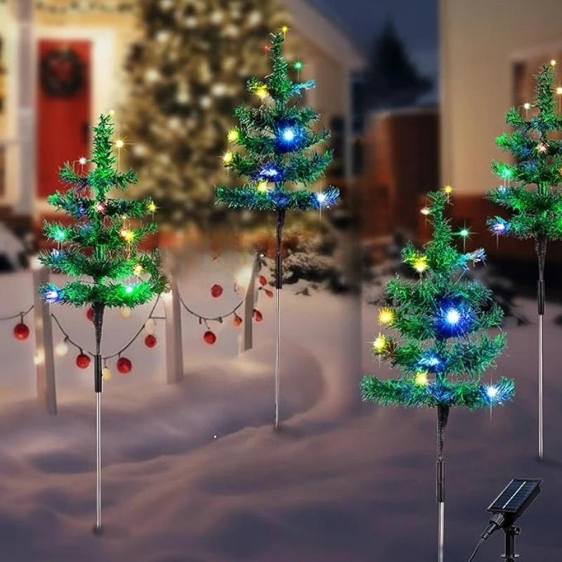 Christmas Tree Lights Solar Waterproof IP65 Durable Outdoor Decoration Lawn Balcony Easy Installation No Wiring Christmas Decor