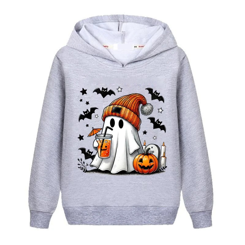 Halloween Ghost Pumpkin Bat Hoodies Autumn Winter Casual Sweatshirt Children Boys Girls Cool Halloween Hooded Hoodies