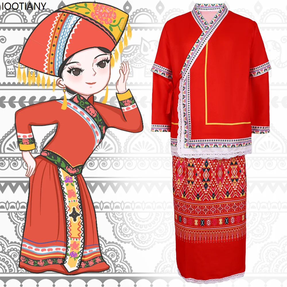 

Halloween Kids National Costume Children's Day Indian Cosplay Children Dress Wonder Girl Dress Up Chinese Dai Women Clothing New