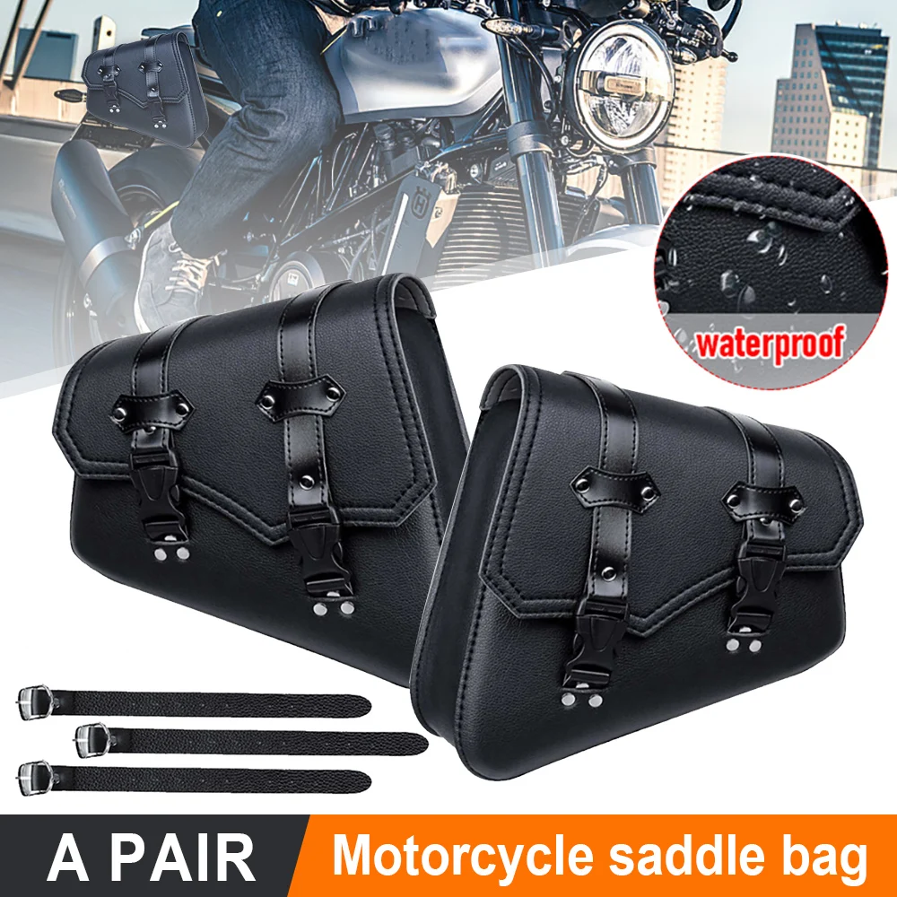 

2 шт., боковая мотоциклетная седельная сумка из искусственной кожи, черная мотоциклетная седельная сумка, боковая сумка, седельная сумка, черная универсальная