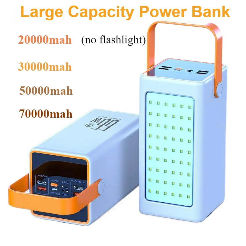 

Powerful Powerbank External Spare Battery Charger Large Capacity Power Bank 50000mAh USB C 22.5W for IPhone Xiaomi Samsung