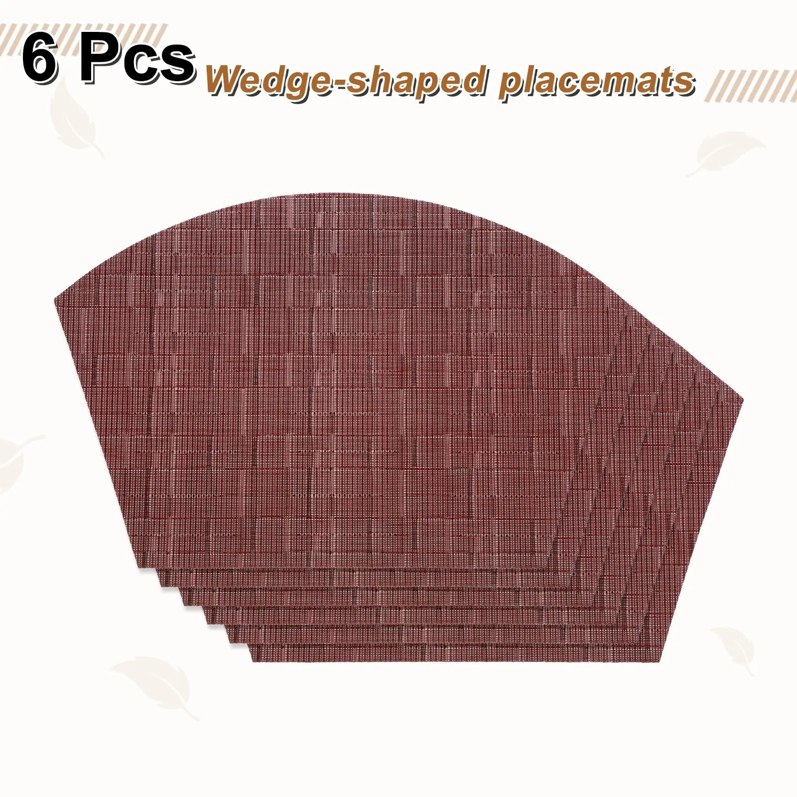 Wedge Placemats Woven Vinyl Mat Round Table Place Mats Washable Dining Table Placemats Reversible Durable 12x18 Inch