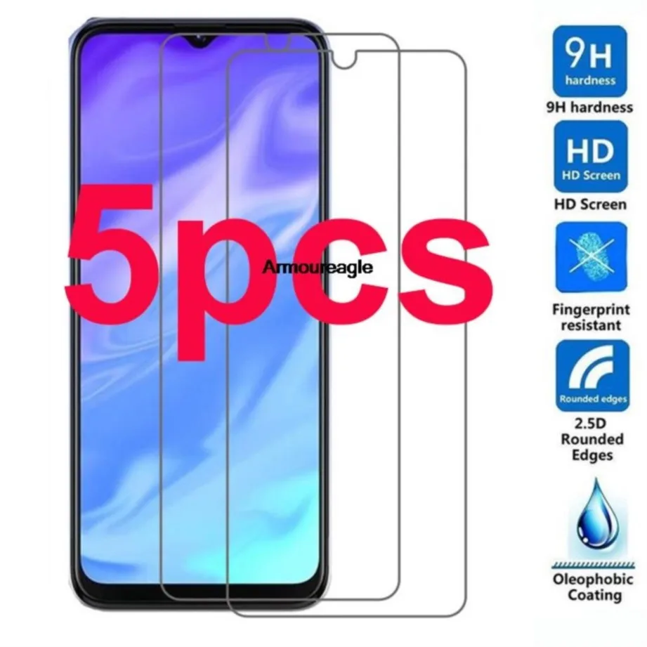 

5pcs tempered glass safety guard on for tecno spark 7 6.52inch spark7 kf6j protective film screen protector phone cover shield