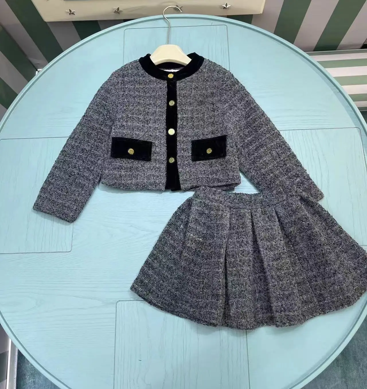 

2024 New Fashion Girls Winter Cotton long sleeve Coat+skirt Children Clothing set High Quality size 4 6 8 10 12 13Years