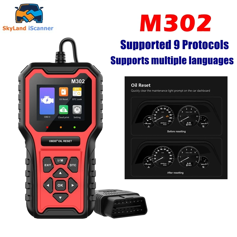 New Multi-language M302 Multi-functional M302 Code Reader Tool Clear Fault Automotive Scanner Car Diagnosis Tool Fast Shipping