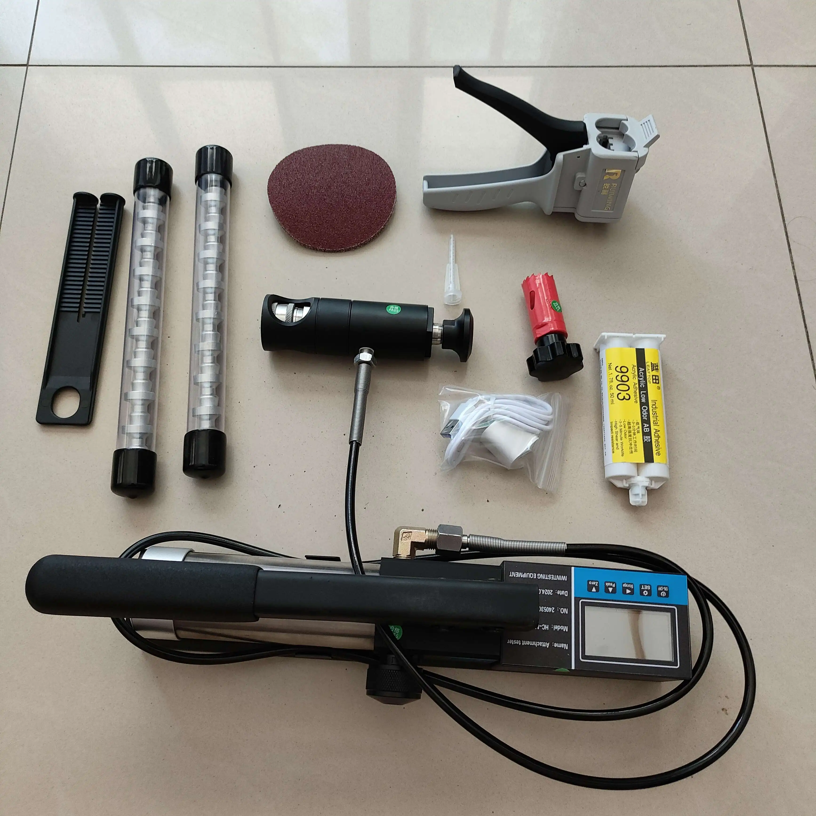 จัดส่งที่รวดเร็ว Digital Pull Apart Method Adhesion Testers Kit Lab Pull Off Test Machine