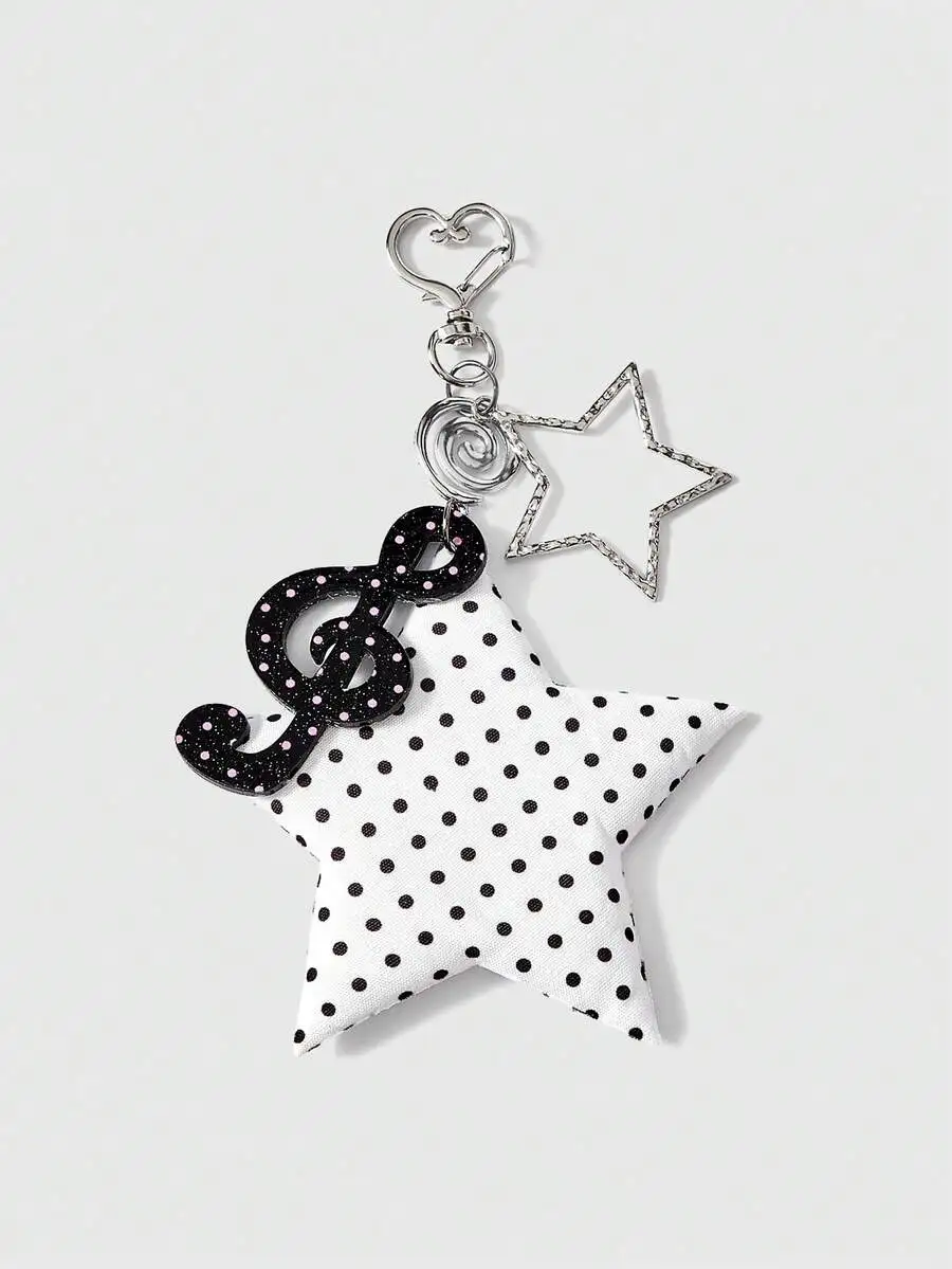 

1pc Black & White Y2K Retro Polka Dot Star Music Note Metal Pentagram Multifunctional Accessory
