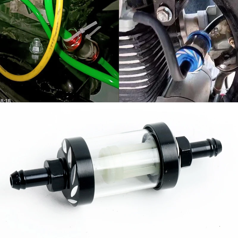 Motorcycle ATV 8MM Removable and Washable Gasoline Filter, Colorful Transparent Fuel Hose Cleaning and Filtration Device