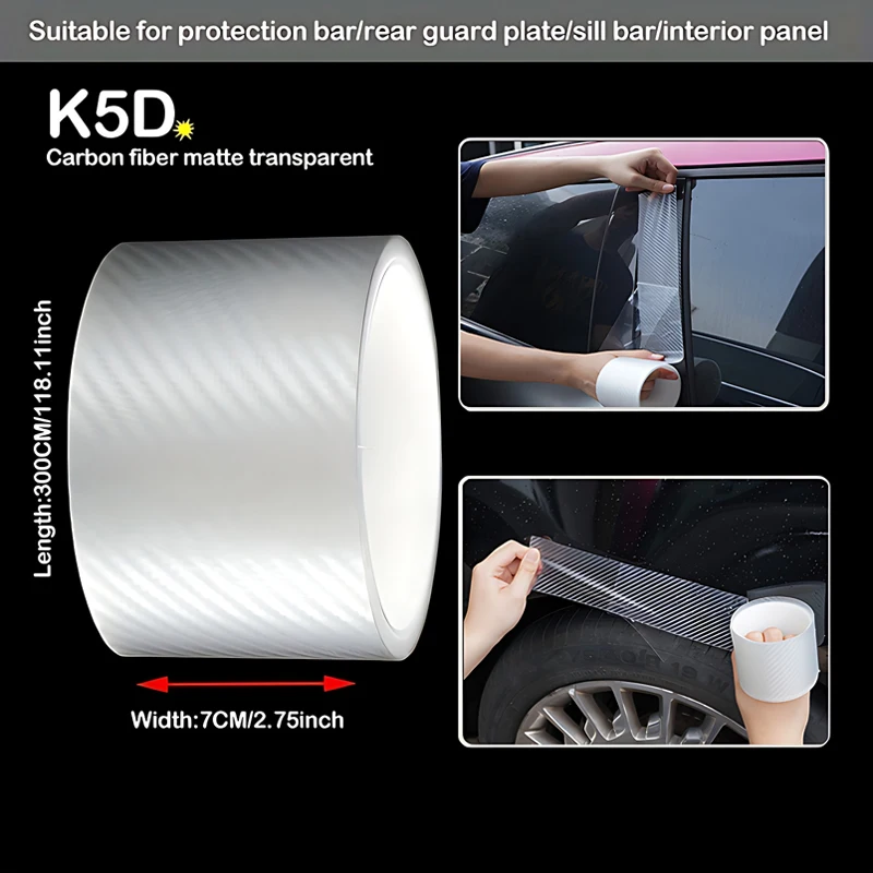 Hochwertige K5D Transparente Kohlefaser-Autotürschutzfolien Anti-Kratz-Band Auto-Kofferraum-Einstiegsleisten-Schutzfolie
