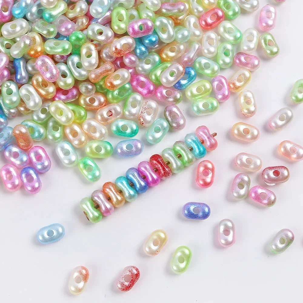 4x6mm Acrylic Multi  Color Gradation Peanut Beads Diy Bracelets Phone Chains Handmade Spacer Loose Beads for Jewelry Making