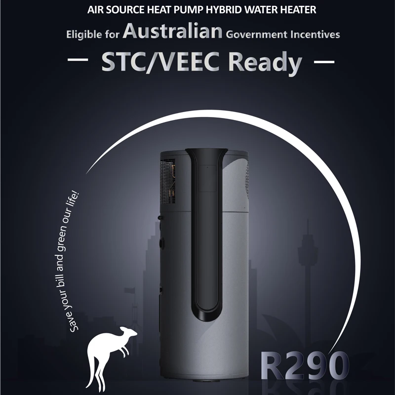 Sunrain Australia Zertifizierter Luft-zu-Wasser-R290 All-in-One-Warmwasserbereiter mit WLAN-App