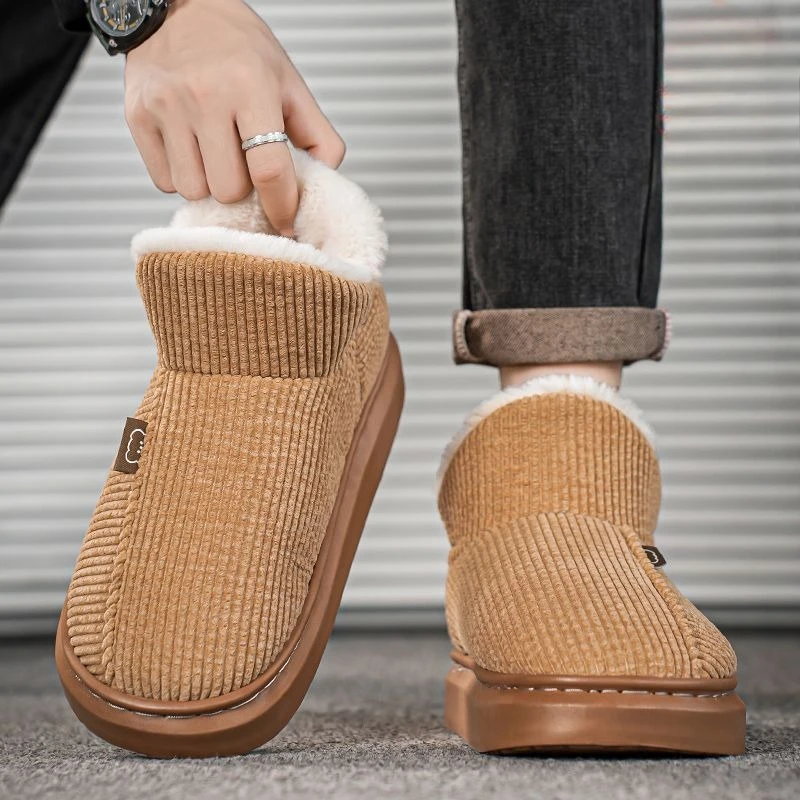 الرجال الكورية نمط في الهواء الطلق أحذية الثلوج القطنية غير رسمية 2025 شتاء جديد صوف مبطن سميكة الدافئة المضادة للانزلاق الأحذية