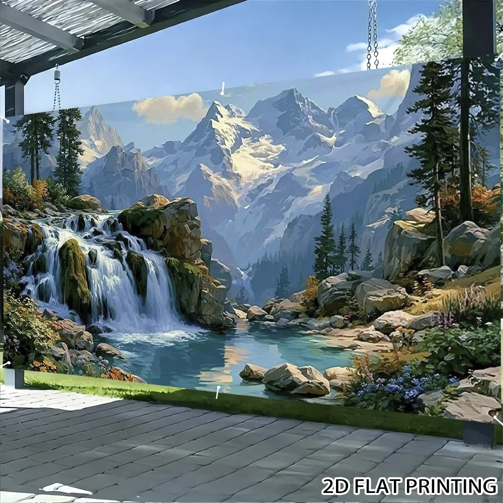 High Quality Realistic Mountain Waterfall Landscape Tapestry Wall Art Mural Decoration for Living Room Bedroom Home Decor Print
