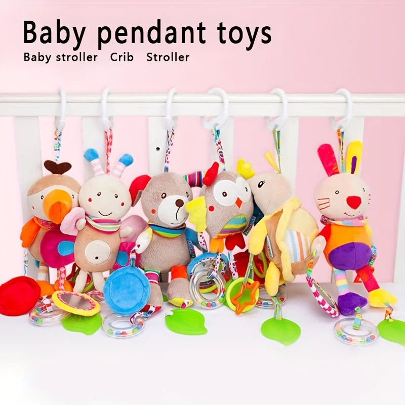 Sound Control Berço Playset para recém-nascidos, animais de pelúcia, tartaruga interativa, cachorro, coelho, abelha, brinquedos calmantes do bebê, bonito