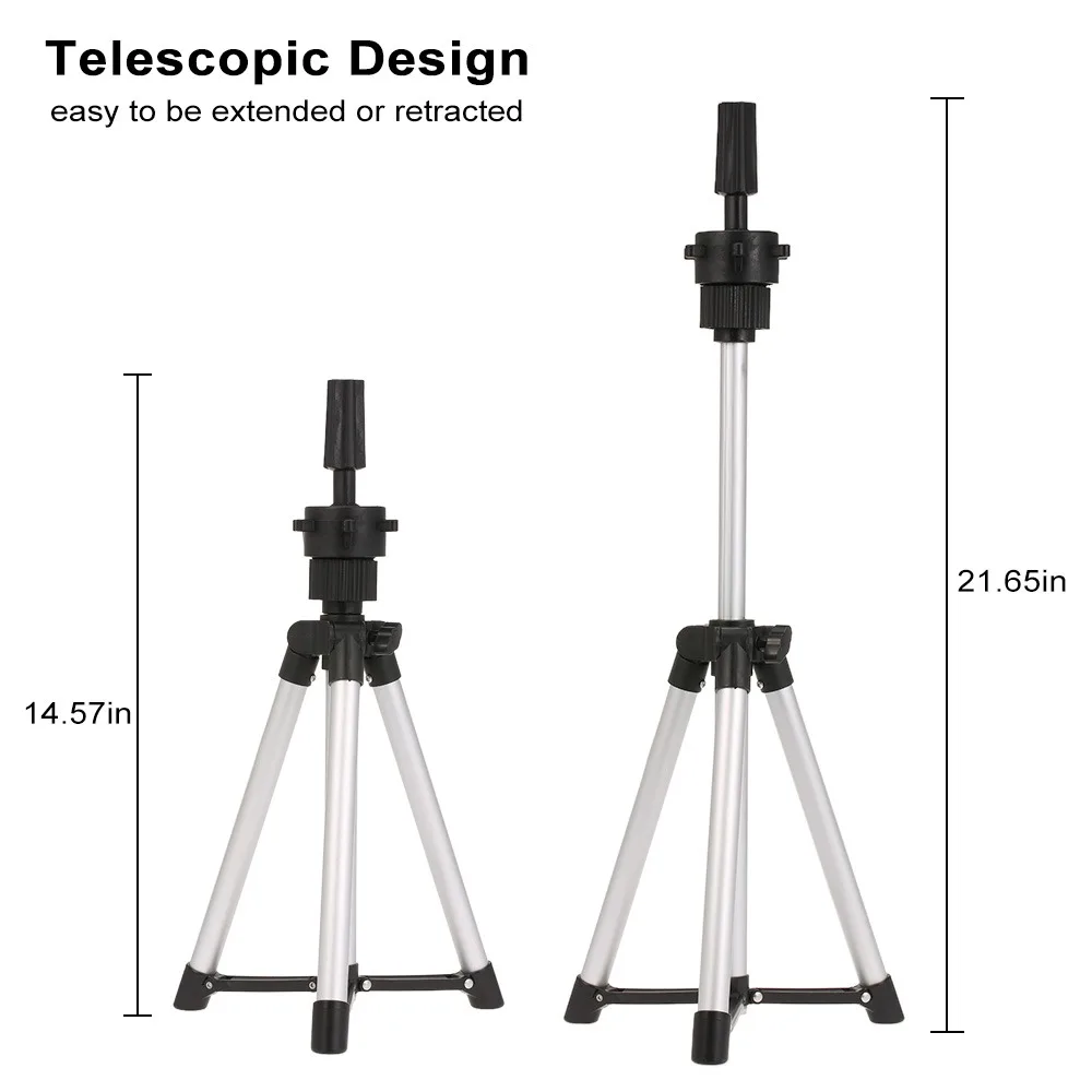 Adjustable Height Wig Stand Tripod Aluminum Alloy Durable Wig Tripod Stand Sturdy Practical Tripod Holder For Hair Salon