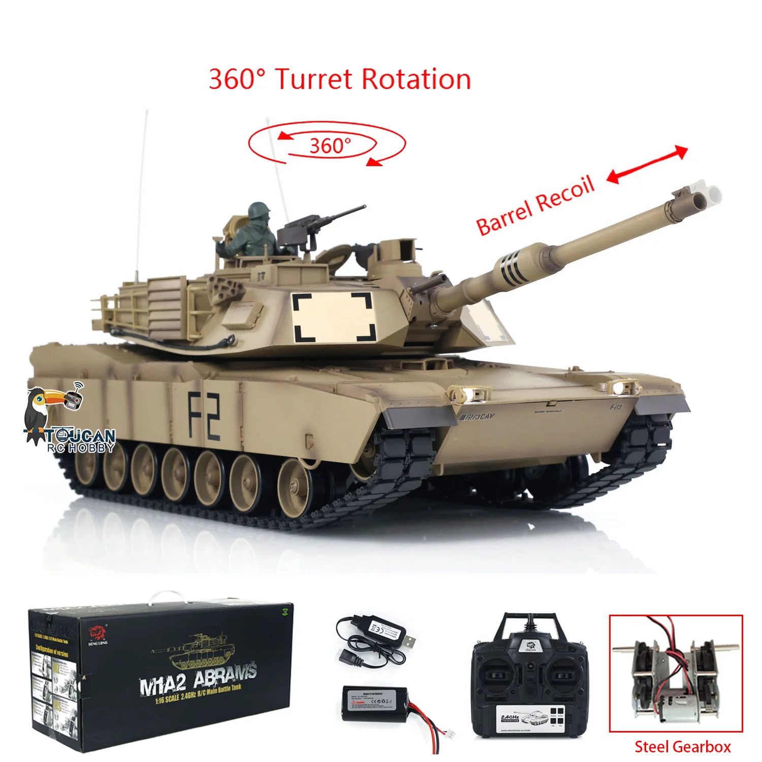 Heng Lungo 1/16 Bilancia 7.0 Carro Armato di Plastica RC Modello M1A2 Abrams 3918 Cambio in Acciaio Barile Recoil Giocattolo di Controllo Remoto TH17792