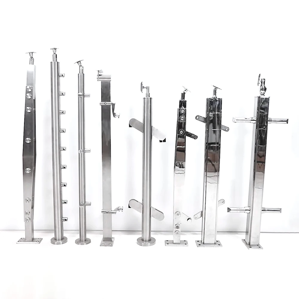 Corrimãos Personalizados para Escadas: Balaústres de Aço Inoxidável 304 / Postes de Corrimão de Madeira e Vidro / Acessórios para Corrimão com Usinagem CNC