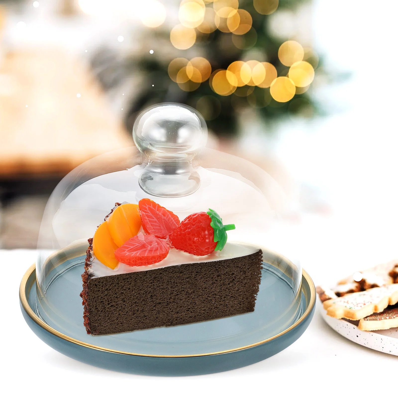 

1Set Cake Dome Glass Cover Ceramic Tray Food Seal Lid Protective for Bread Cupcake Fruit Cake Stand with Lid Food Cover