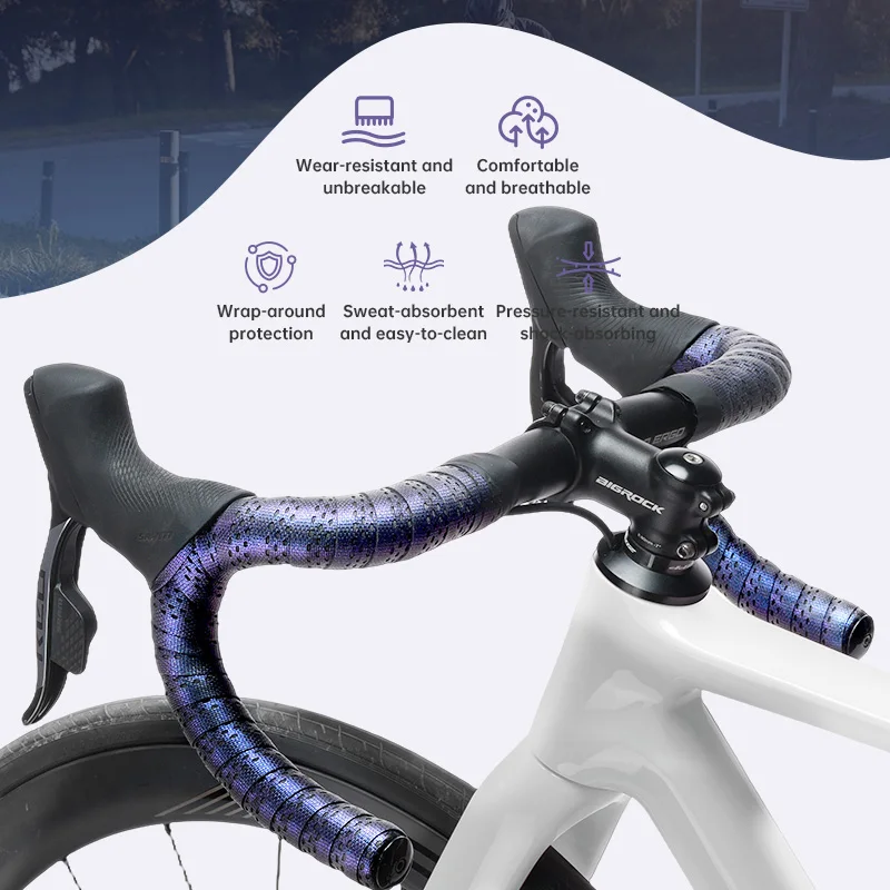 Buntes, verdicktes, stoßdämpfendes, rutschfestes Rennrad-Lenkerband, Anti-Vibration, Komfort, Fahrrad-Lenkerwickel, Stape – Detail 14