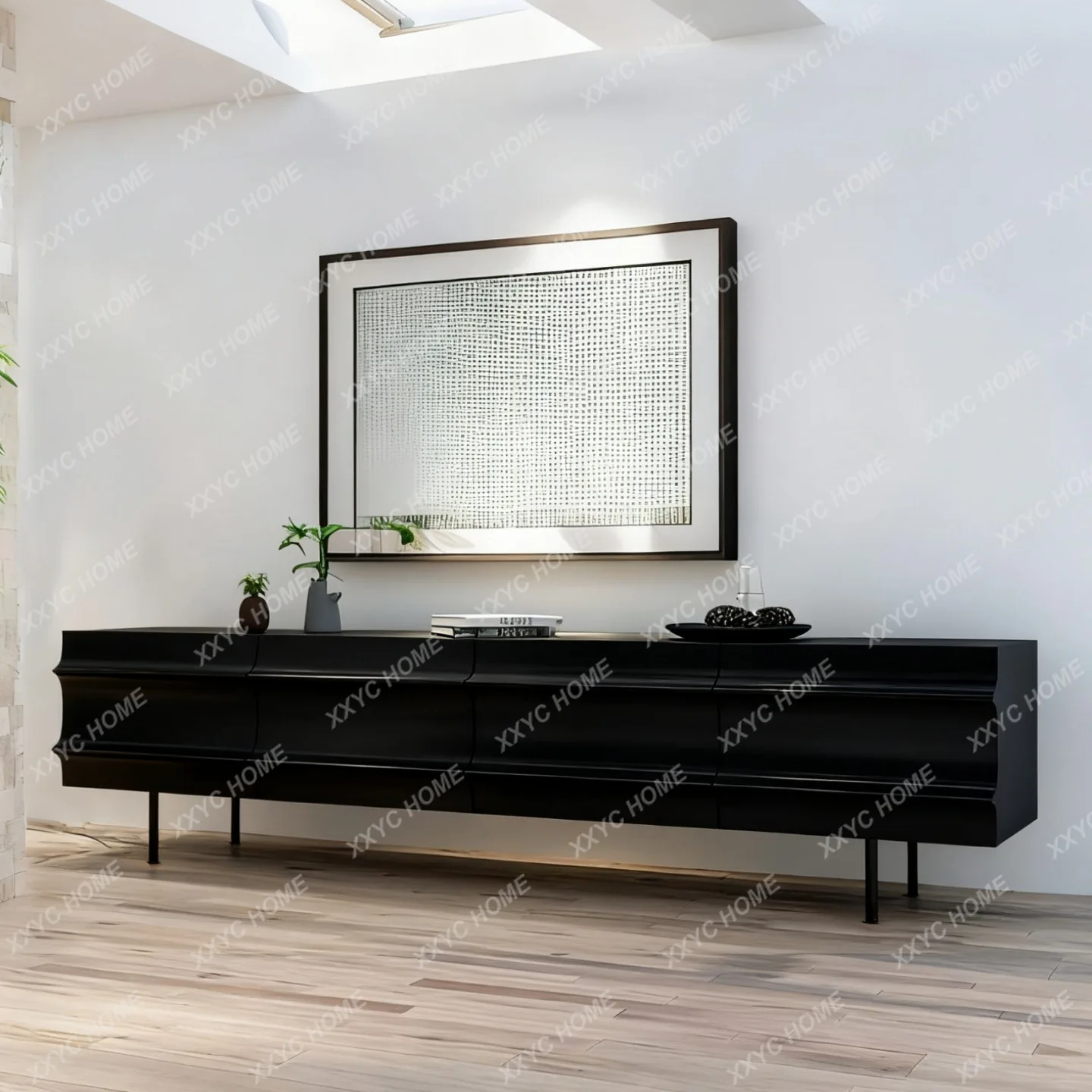 SS  minimalist lacquer TV cabinet audio-visual cabinet simple and modern