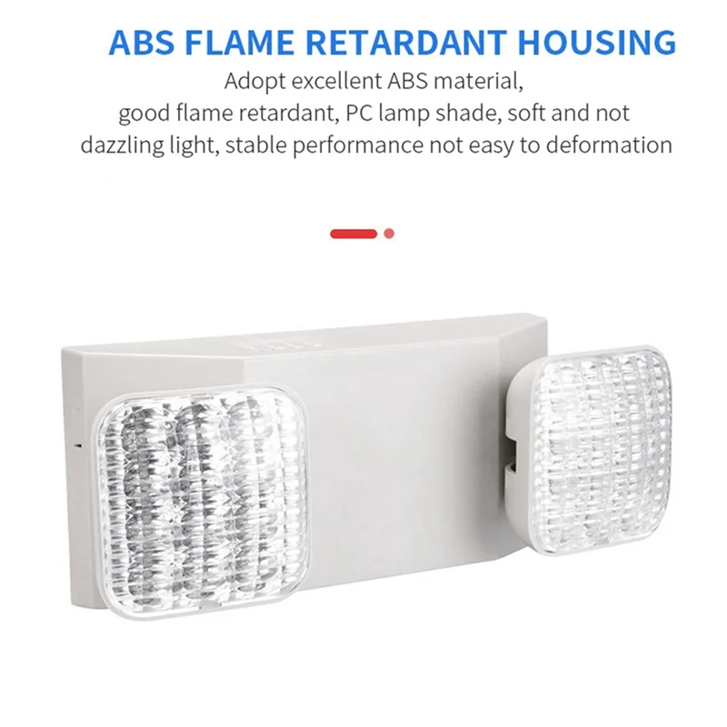ABJY-ضوء الطوارئ التجاري، تركيبات إضاءة الطوارئ البيضاء مع رأسين مربعين LED وإضاءة خروج قابلة للتعديل #3