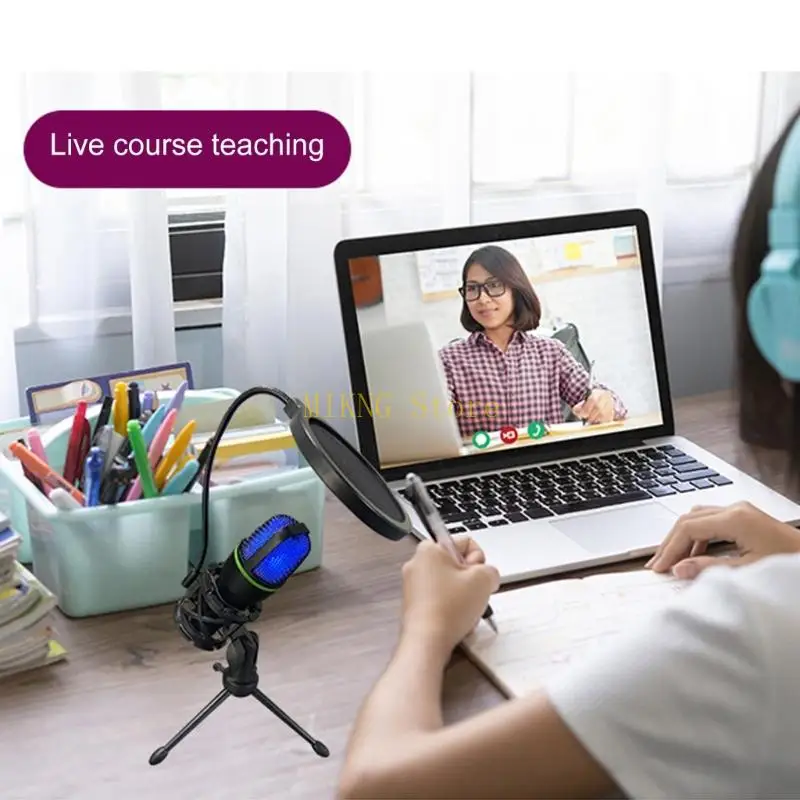 콘덴서 마이크 USB 게이밍 마이크 내장형 LED 조명으로 게임 및 녹음 경험 향상 베스트 세일