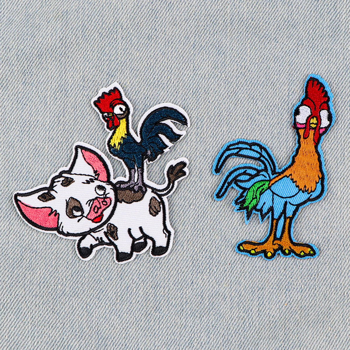 

Funny Chicken and Pig Embroidery Patch Cartoon Iron On Patches For Clothing Thermoadhesive Patches On Clothes DIY Sew Badges