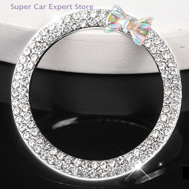 

Bling Butterfly Bow Rhinestone Ignition Ring Car Engine Start Stop Metal Decorative Accessory for Women's Vehicle Interior