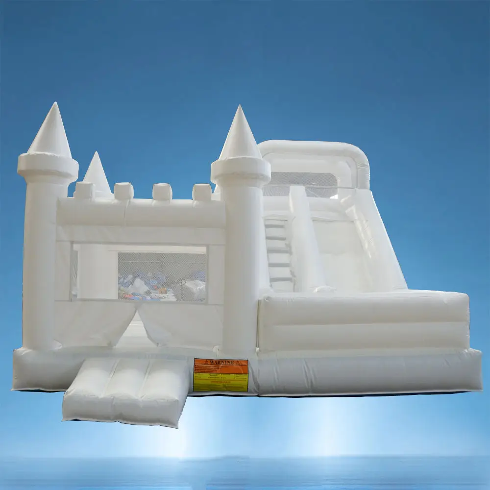 Inflatable White Wedding Bounce House With Blower, PVC Bouncy Castle Bouncer Suitable For Weddings, Birthdays, Parties