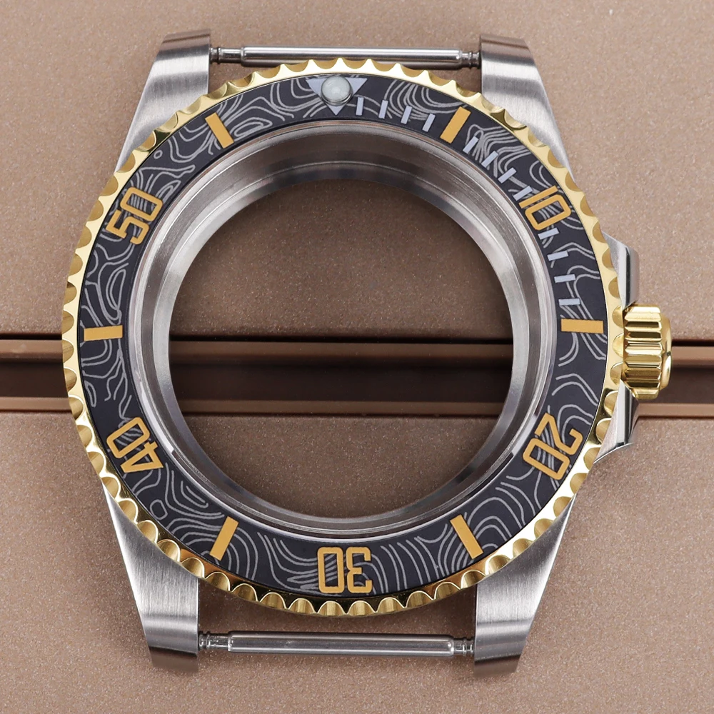 

Черно-золотой безель, 40 мм, роскошный корпус часов, сапфировое стекло для Submariner NH35 NH36 NH34 Miyota 8215 Eta2824, механизм 200M, водонепроницаемый.