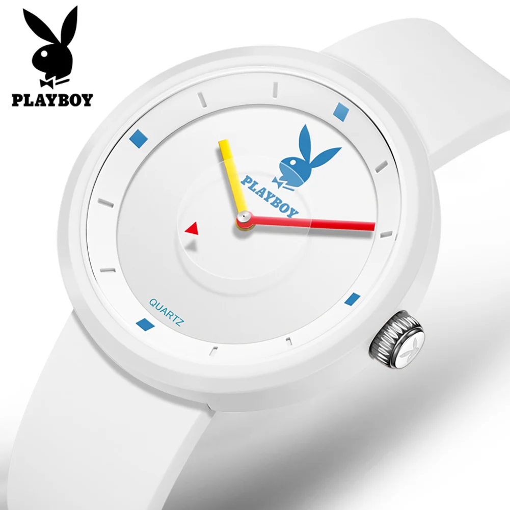 PLAYBOY 3059 Original Woman Watch Minimalist Fashion Silicone Strap Waterproof Watches for Woman Elegant Ladies Dress Wristwatch