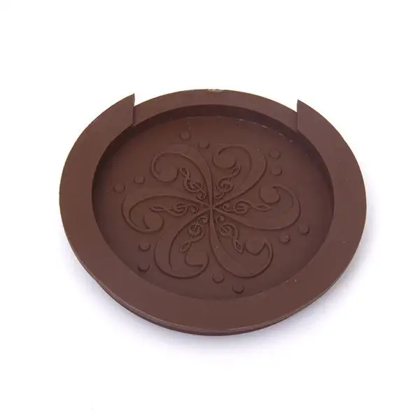 Acoustic Guitar Brown Rubber Sound Hole Cover Musical Note Pattern 11cm Dia.