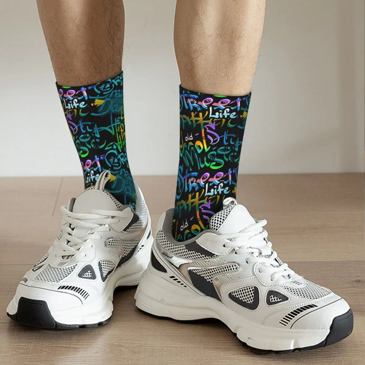 Crazy compression Urban Sock for Men Harajuku Seamless Pattern Crew Sock Casual