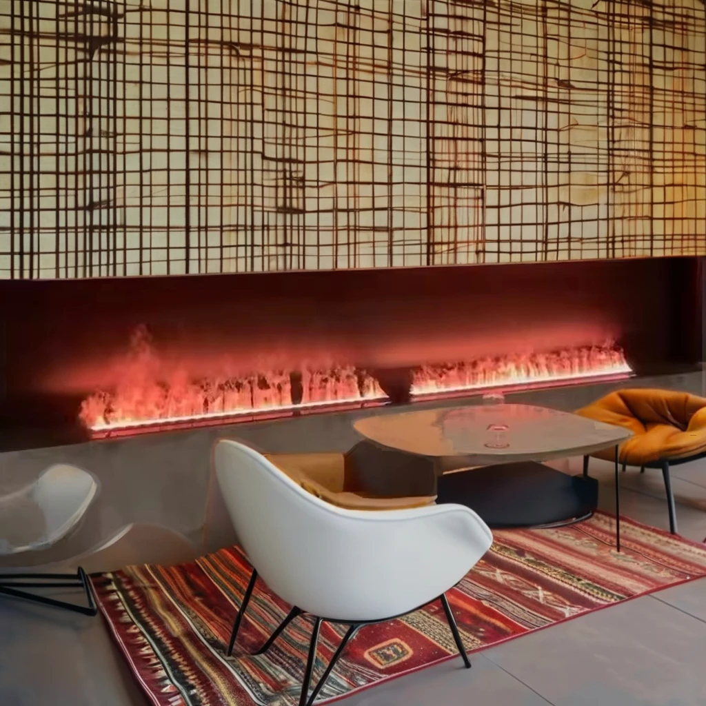 الجملة 1 متر التلقائي ثلاثية الأبعاد LED لهب ديكور المياه مدفأة بخار إدراج تخصيص التصميم الحديث لفندق فيلا المعيشة أفضل #3