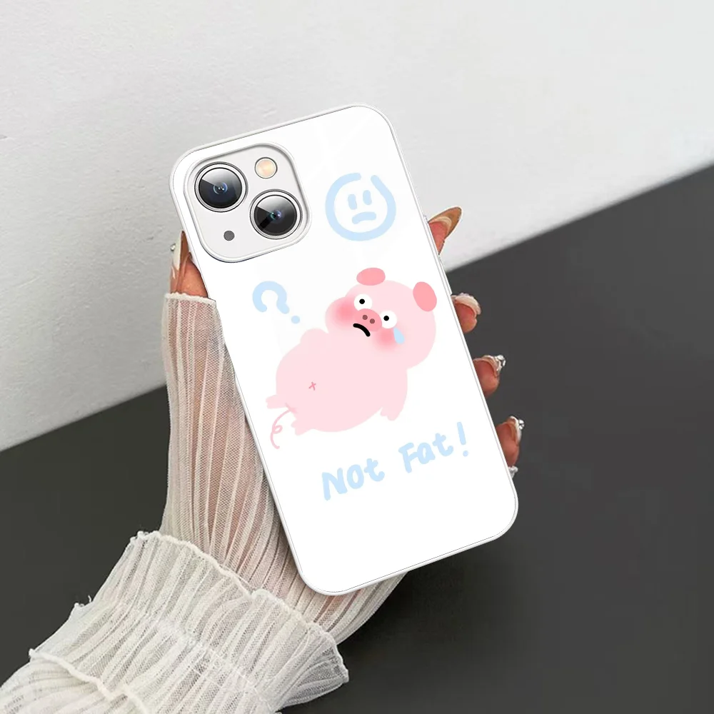 Cute Funny Peppas Pig Phone Case Tempered Glass For Iphone 14 13 12 11 Pro Mini XS MAX 14Plus X XS XR Cover