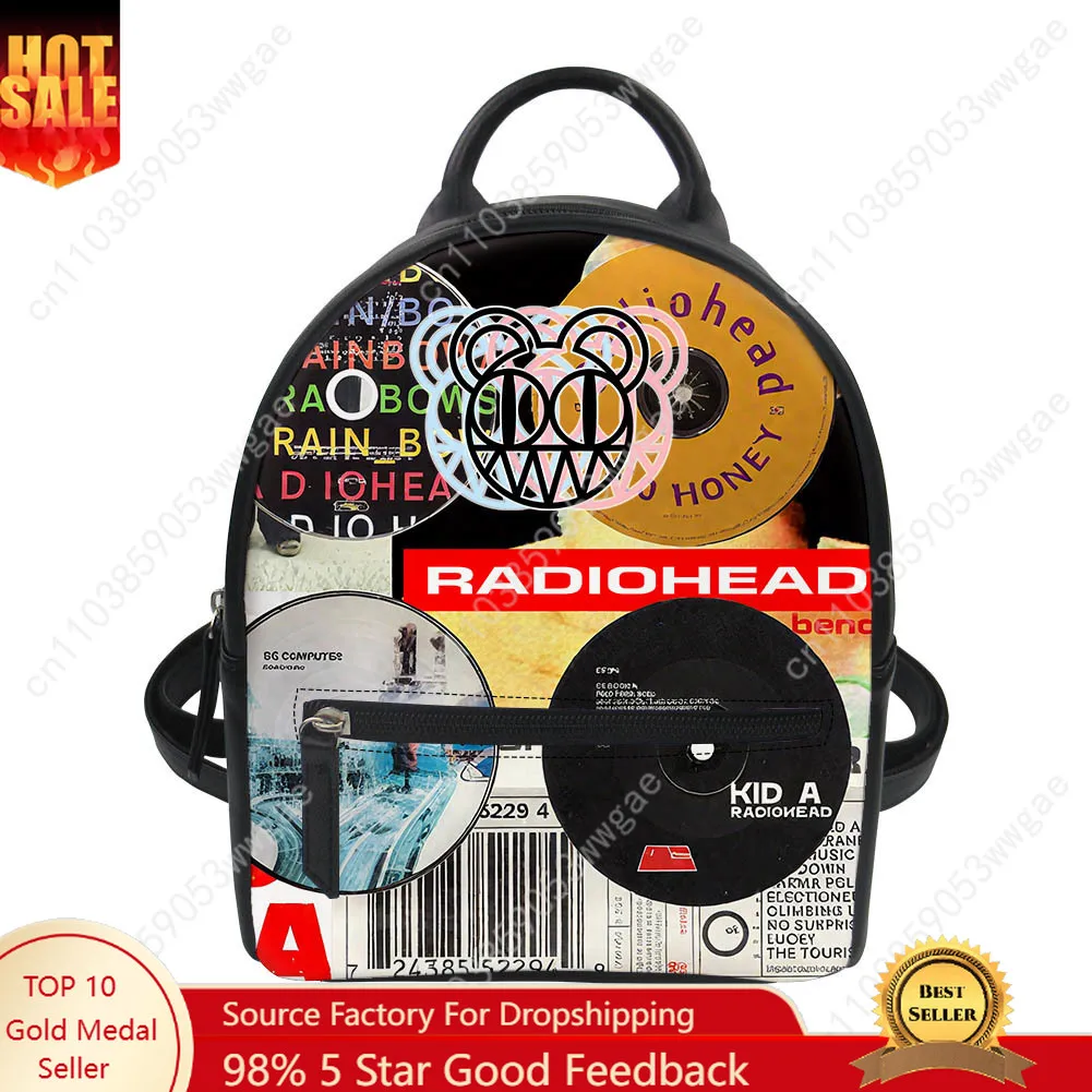 

Radiohead Rock Band Backpack Purse Women Schoolbag Custom Double Shoulder Bag High Quality Mini Daypack Leather Travel Bag Gift