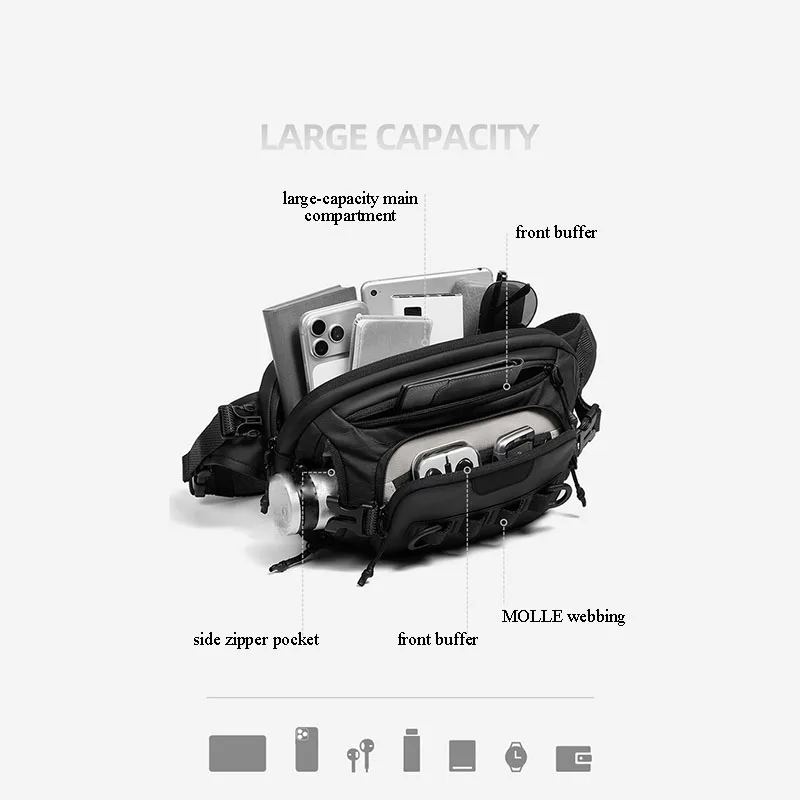 Tactical Bag, Men's Crossbody Bag, Small Waist Bag, Outdoor Cycling Motorcycle Bag, Sports Small Backpack, Men's Chest Bag
