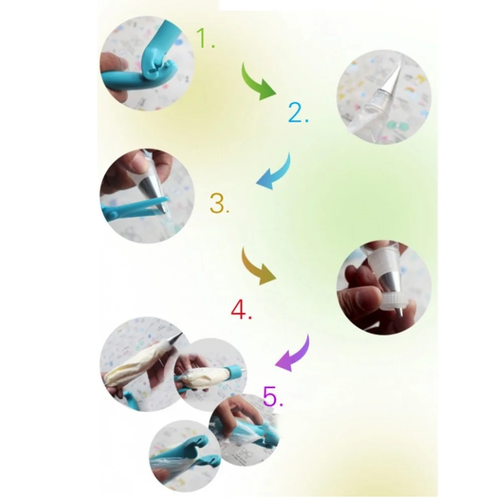 

6Pcs Cake Decorating Pen Tool Kit Food Grade Silicone Icing Piping Tips Nozzles Bags Precise Control DIY Fondant Cake Decor