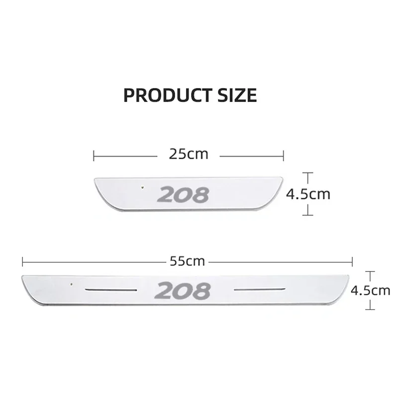 For Peugeot 208 Logo Door Sill LED Atmosphere Light Acrylic Welcome Threshold USB Illuminated Pedal Protector Car Accessories