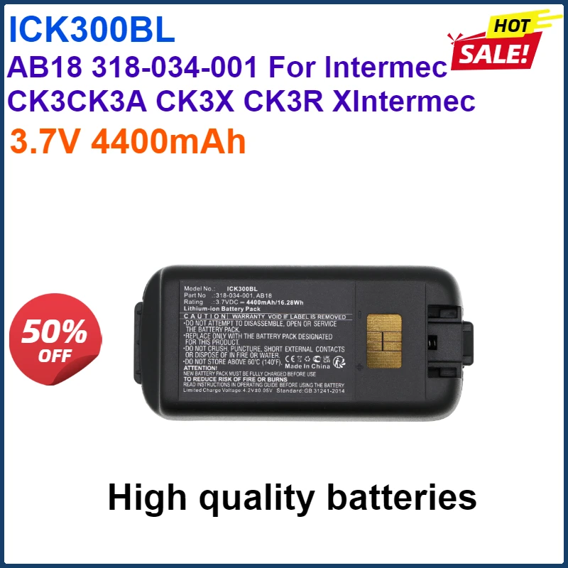 

3.7V 4400mAh ICK300BL High Capacity Battery AB18 318-034-001 For Intermec CK3 CK3A CK3X CK3R XIntermec