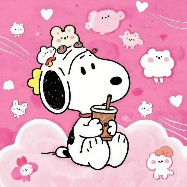 Pink Background Kawaii Snoopy Jigsaw Puzzles 500PCS/1024 PCS Wall Decor for Living Room Bedroom Perfect Gift No Frame