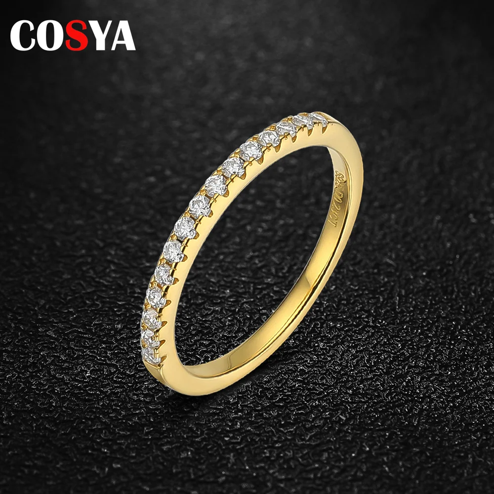 

COSYA 100% 925 Sterling Silver Ring Real Moissanite Samll Row Rings For Women Sparkling Engagement Band Fine Jewelry Gifts