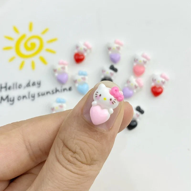 20Pcs New Cute Mini cartoon loving cat Resin Figurine Crafts Flatback Ornament Jewelry Making Manicure Hairwear Accessories