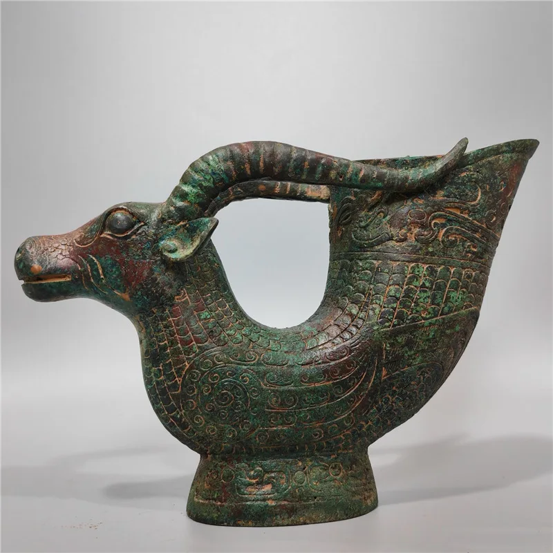 Antique Style Cup Drinking Ornament Jar Museum Decoration Wine Vessel Bronze Jue Gua Jiao Gu Chi Single