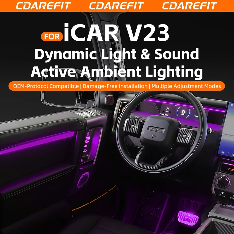 For iCAR V23 Phantom Dynamic Ambient Light Voice Control Diffused Light Panel Interior Refit