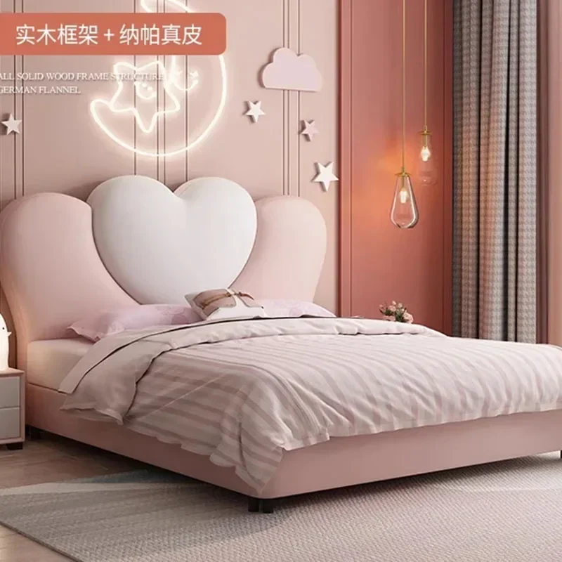 -Nordic Luxury Tatami Children Solid Wood Girl Confortable Master Bedroom Patio Pink Bed Storage Camas De Casal Modern Furniture