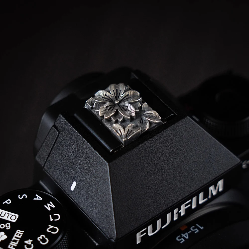 Handmade Sakura Metal Shutter Button Hot Shoe Cover Retro for Fuji XT4 XT5 XT50 XE4 XM5 Nikon Leica Q3 M11 Panasonic S9 Camera