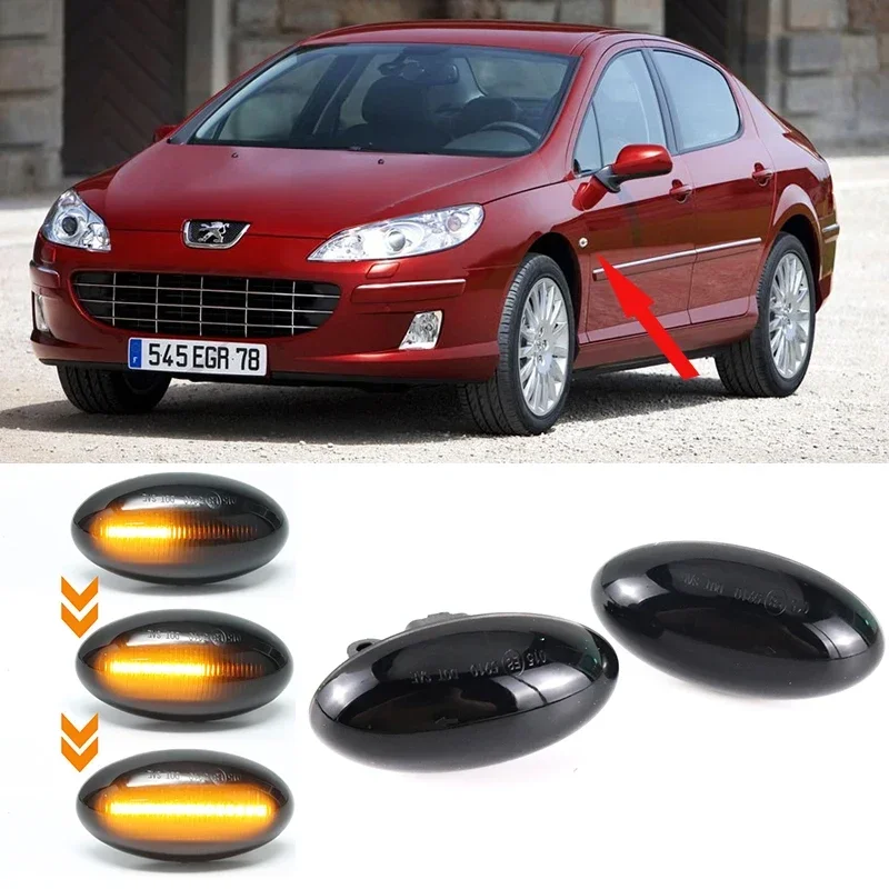 Pop para Peugeot 307 206 407 107 607 1007 Citroen C1 C2 C3 C5 C6 luz de posición lateral secuencial 2X LED lámpara de señal de giro dinámica Blin