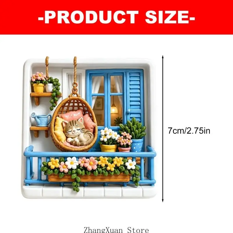 Dekorative Kühlschrankmagnete mit ruhenden Katzen und Hängesessel 3XUF – Detail 6